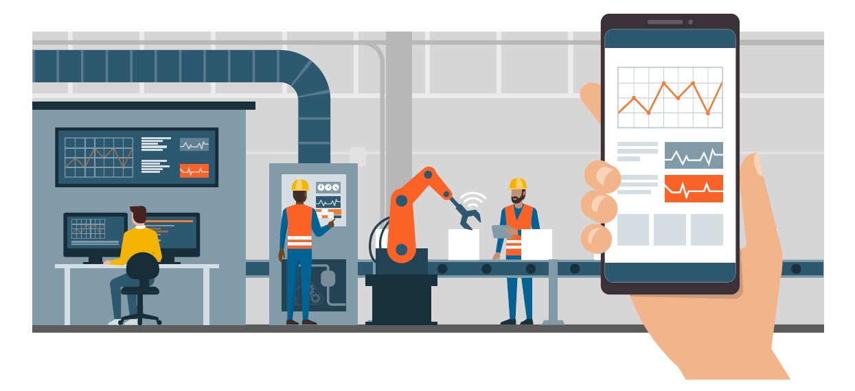 various people in supply chain working and phone