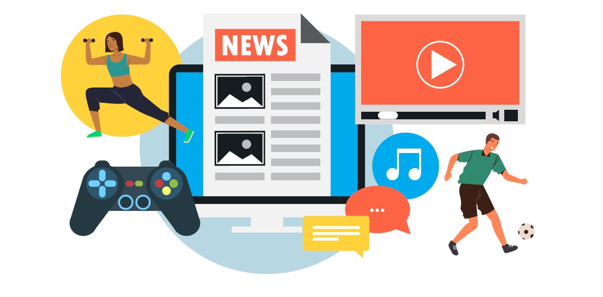 webpage - graphics on gaming, sport, video